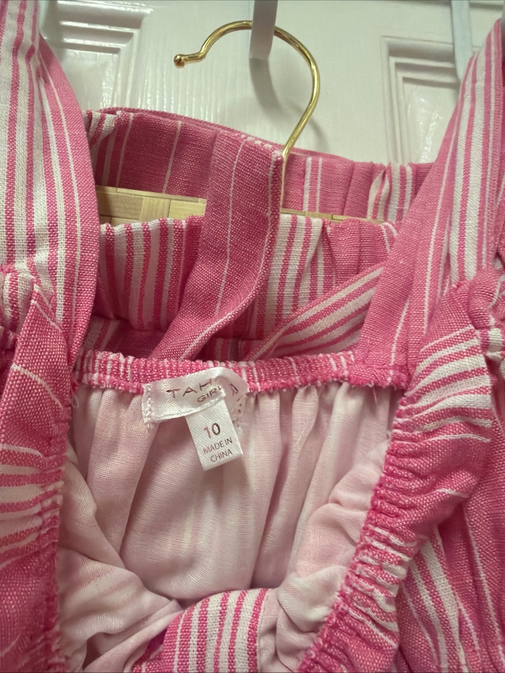 Tahari Girls Pink and White Striped Matching Set